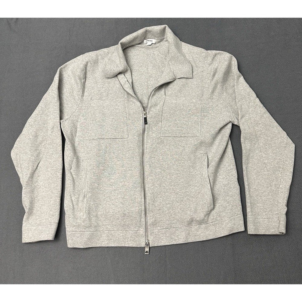 Reiss Soft Grey Melange Rivers Knitted Zip-Through Jacket Men's Size XL $335